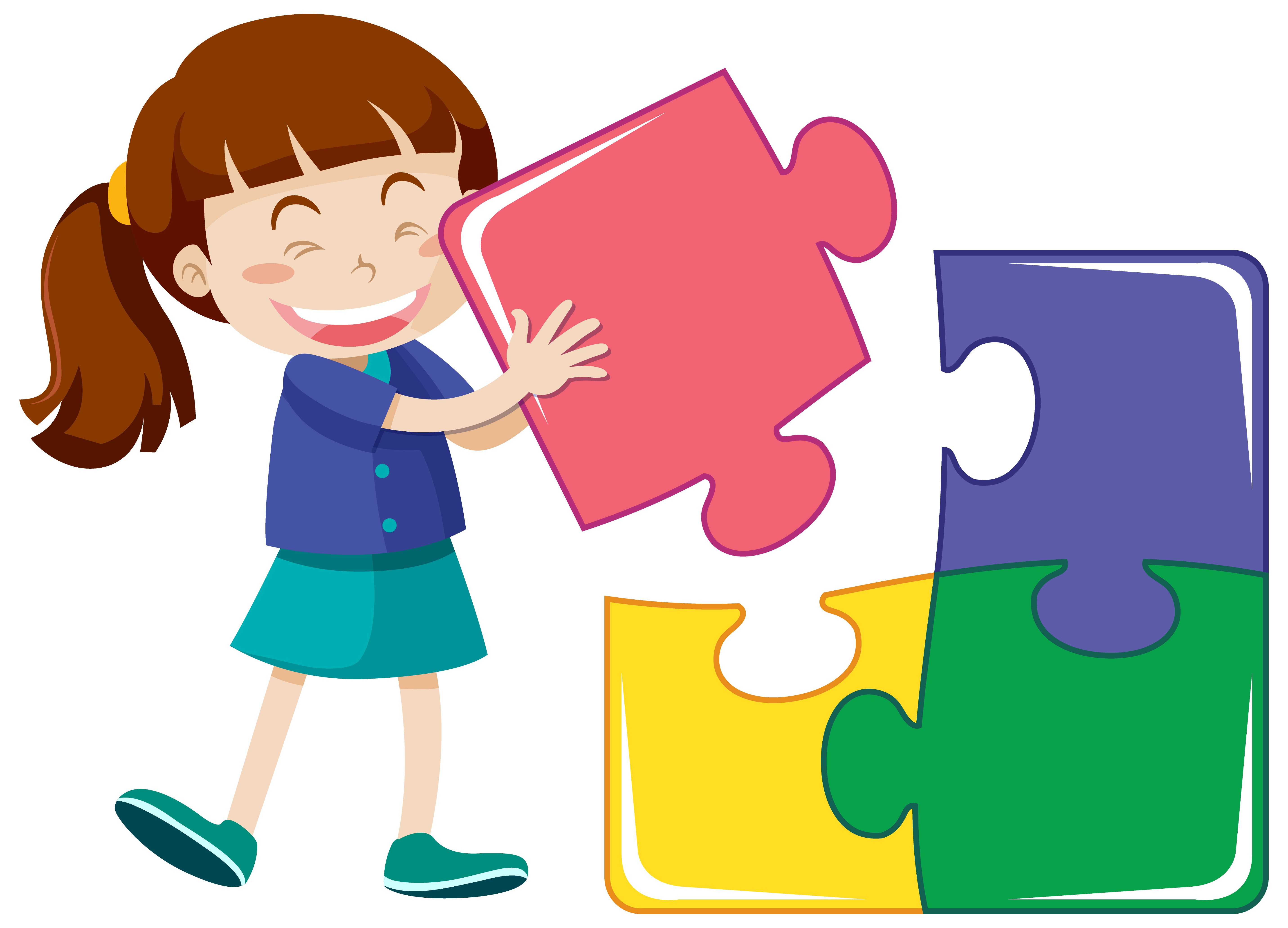 Criança montando quebra-cabeça do símbolo do autismo